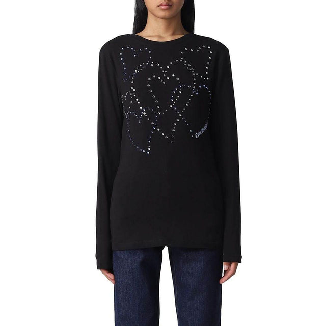 Love Moschino Rhinestone Heart Embellished Cotton Tee - Hilstor