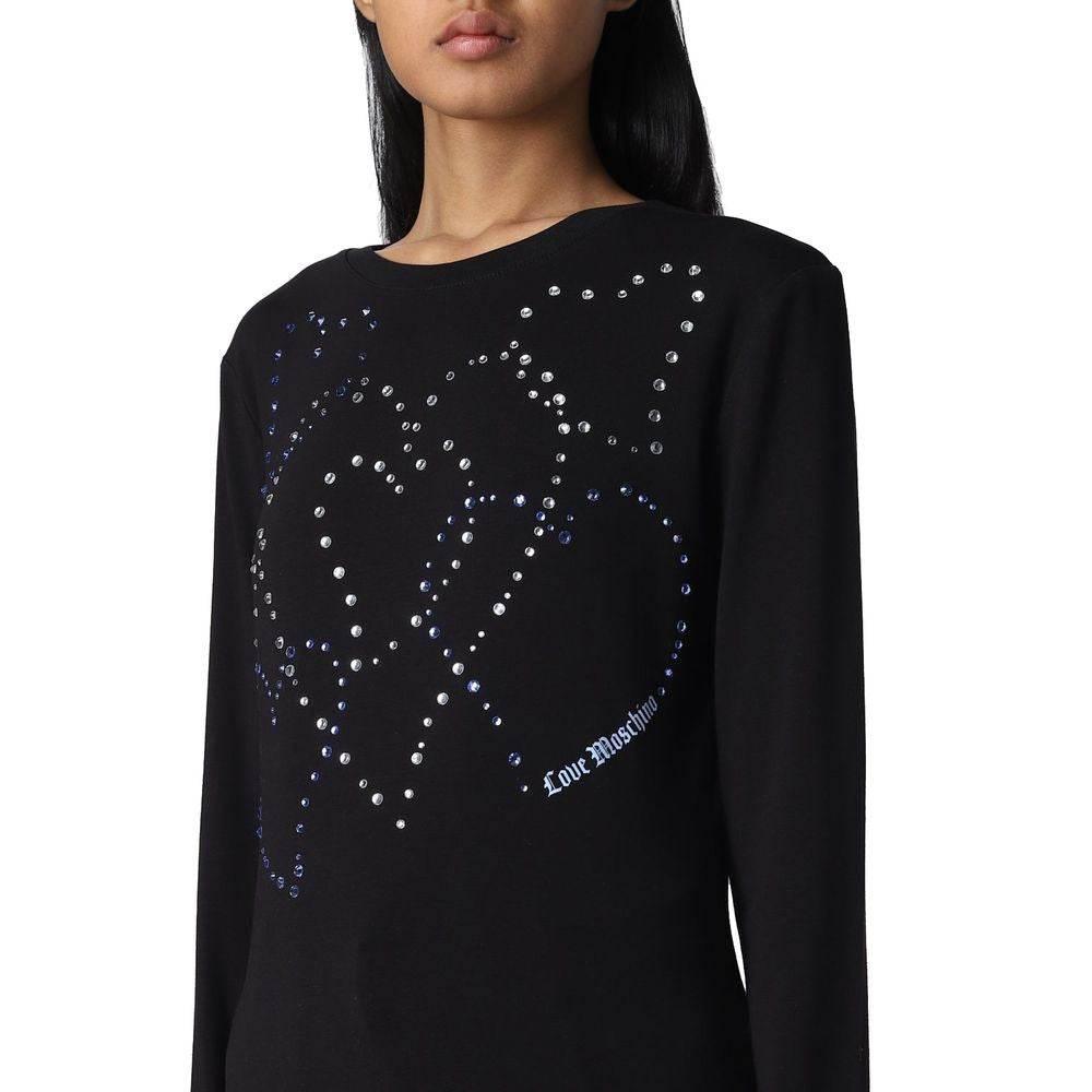 Love Moschino Rhinestone Heart Embellished Cotton Tee - Hilstor