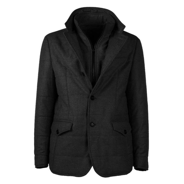 Made in Italy Black Wool Men's Jacket with Cashmere Touch - Hilstor