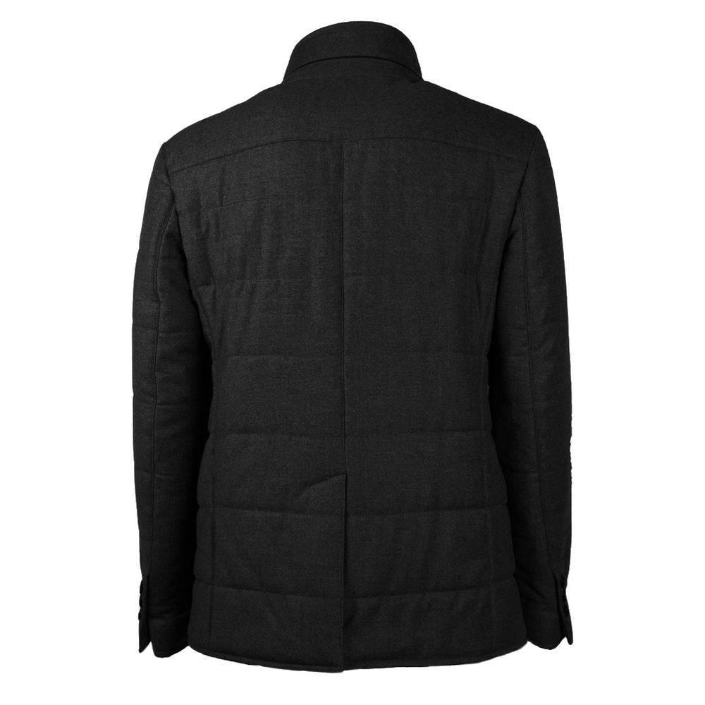 Made in Italy Black Wool Men's Jacket with Cashmere Touch - Hilstor