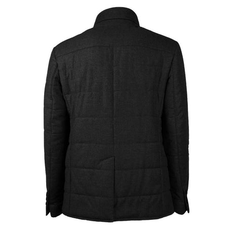Made in Italy Black Wool Men's Jacket with Cashmere Touch - Hilstor