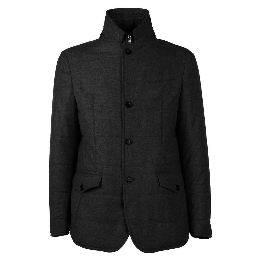 Made in Italy Black Wool Men's Jacket with Cashmere Touch - Hilstor