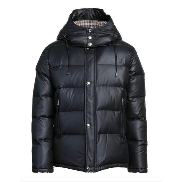 Aquascutum Black Polyester Men Jacket with Removable Hood - Hilstor