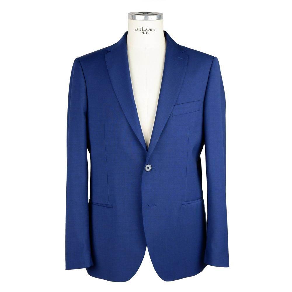 Emilio Romanelli Blue Wool Men Suit - Hilstor