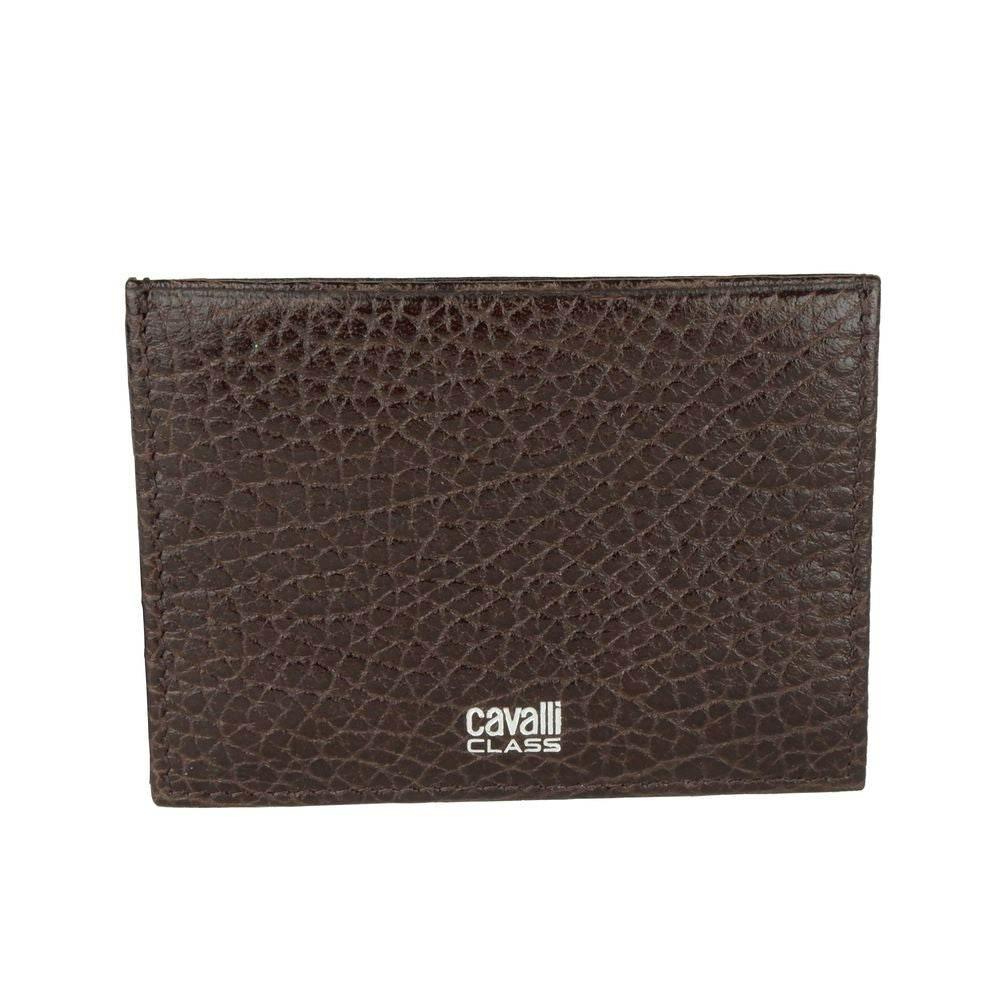 Cavalli Class Brown Calfskin Men Card Holder - Hilstor