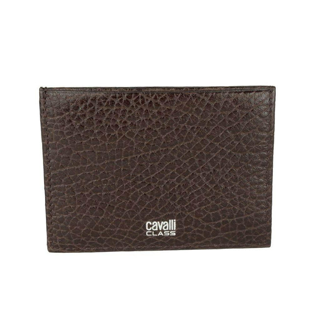 Cavalli Class Brown Calfskin Men Card Holder - Hilstor