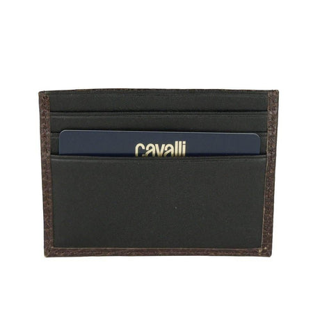 Cavalli Class Brown Calfskin Men Card Holder - Hilstor