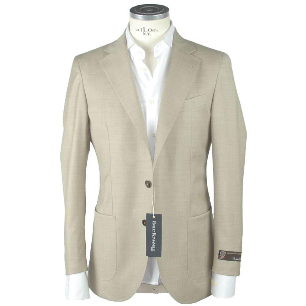 Emilio Romanelli Beige Wool Men's Blazer - Hilstor