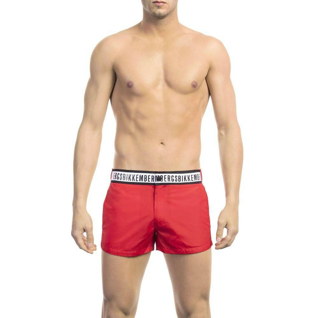Bikkembergs Red Polyamide Men Swim Short - Hilstor