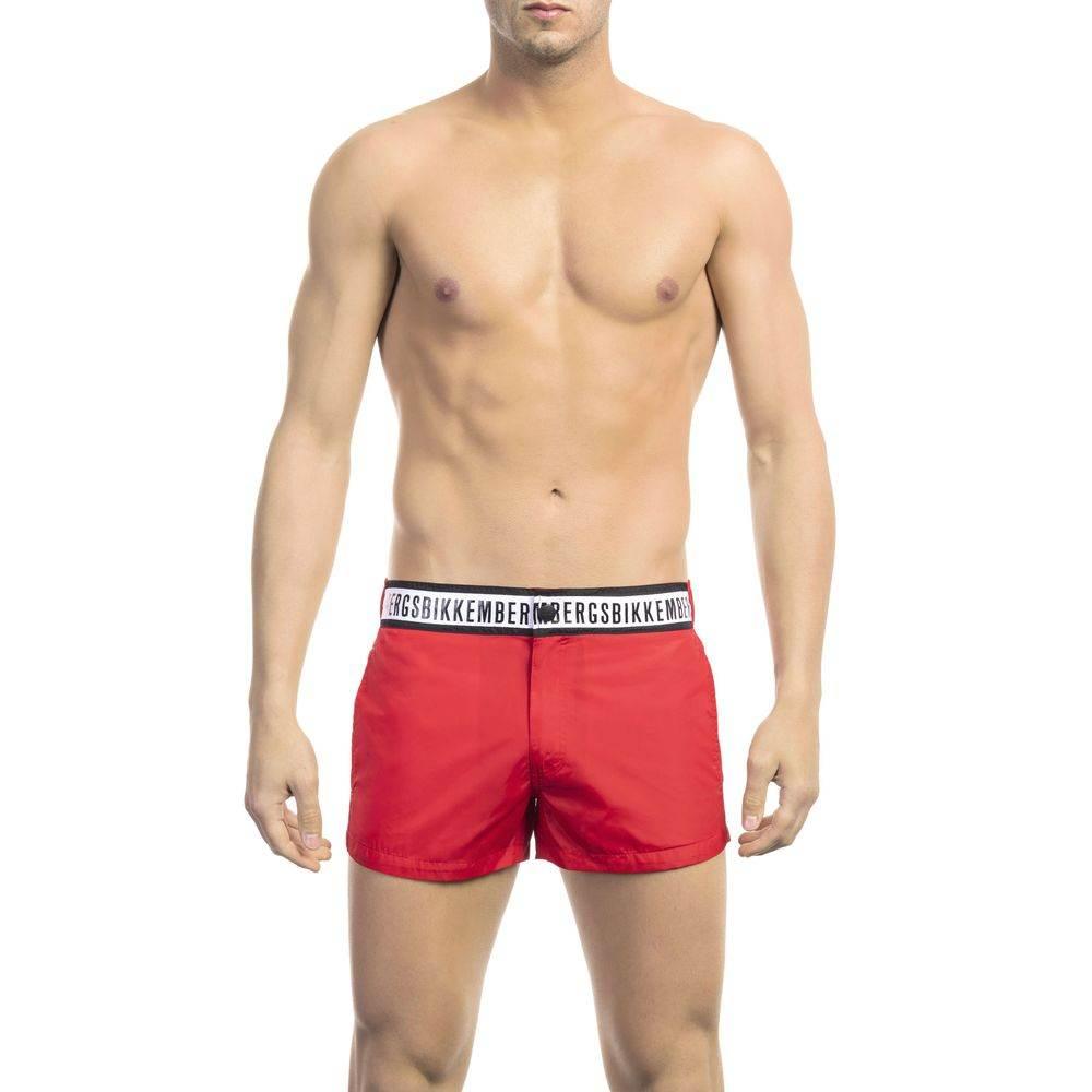 Bikkembergs Red Polyamide Men Swim Short - Hilstor
