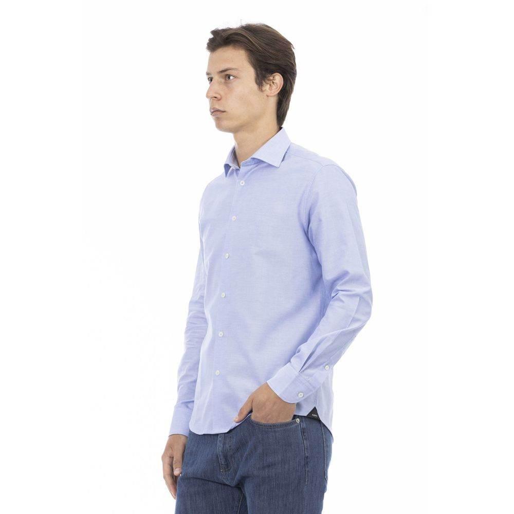 Baldinini Trend Light Blue Cotton Men Shirt - Hilstor