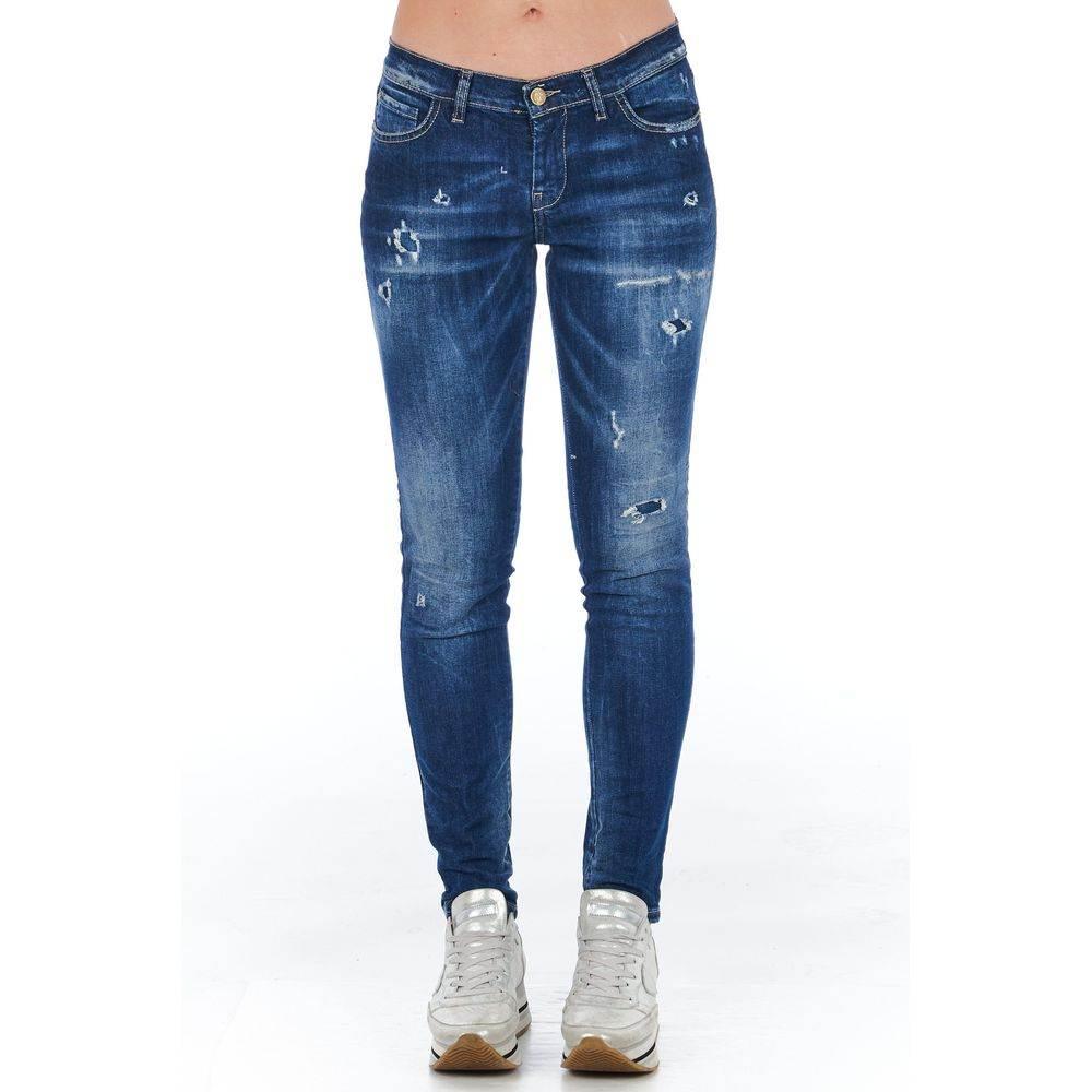 Frankie Morello Blue Cotton Women Jeans - Hilstor