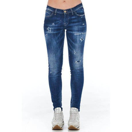 Frankie Morello Blue Cotton Women Jeans - Hilstor