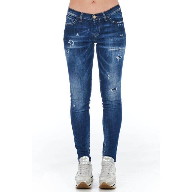 Frankie Morello Blue Cotton Women Jeans - Hilstor