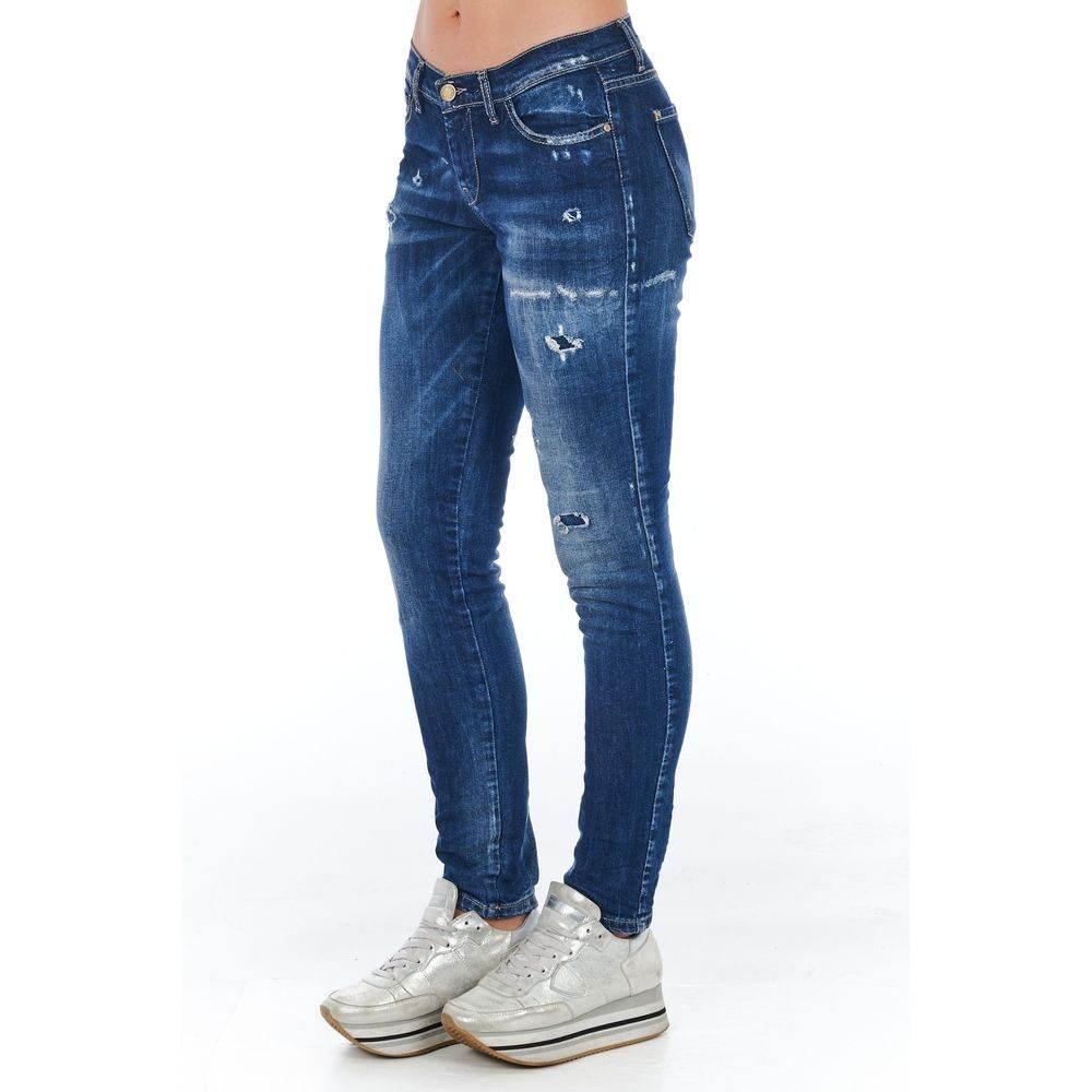 Frankie Morello Blue Cotton Women Jeans - Hilstor