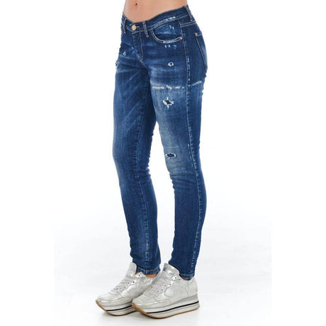 Frankie Morello Blue Cotton Women Jeans - Hilstor