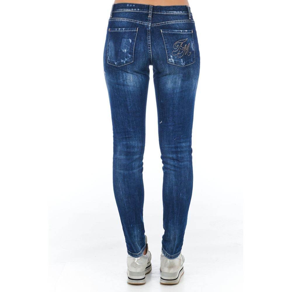 Frankie Morello Blue Cotton Women Jeans - Hilstor