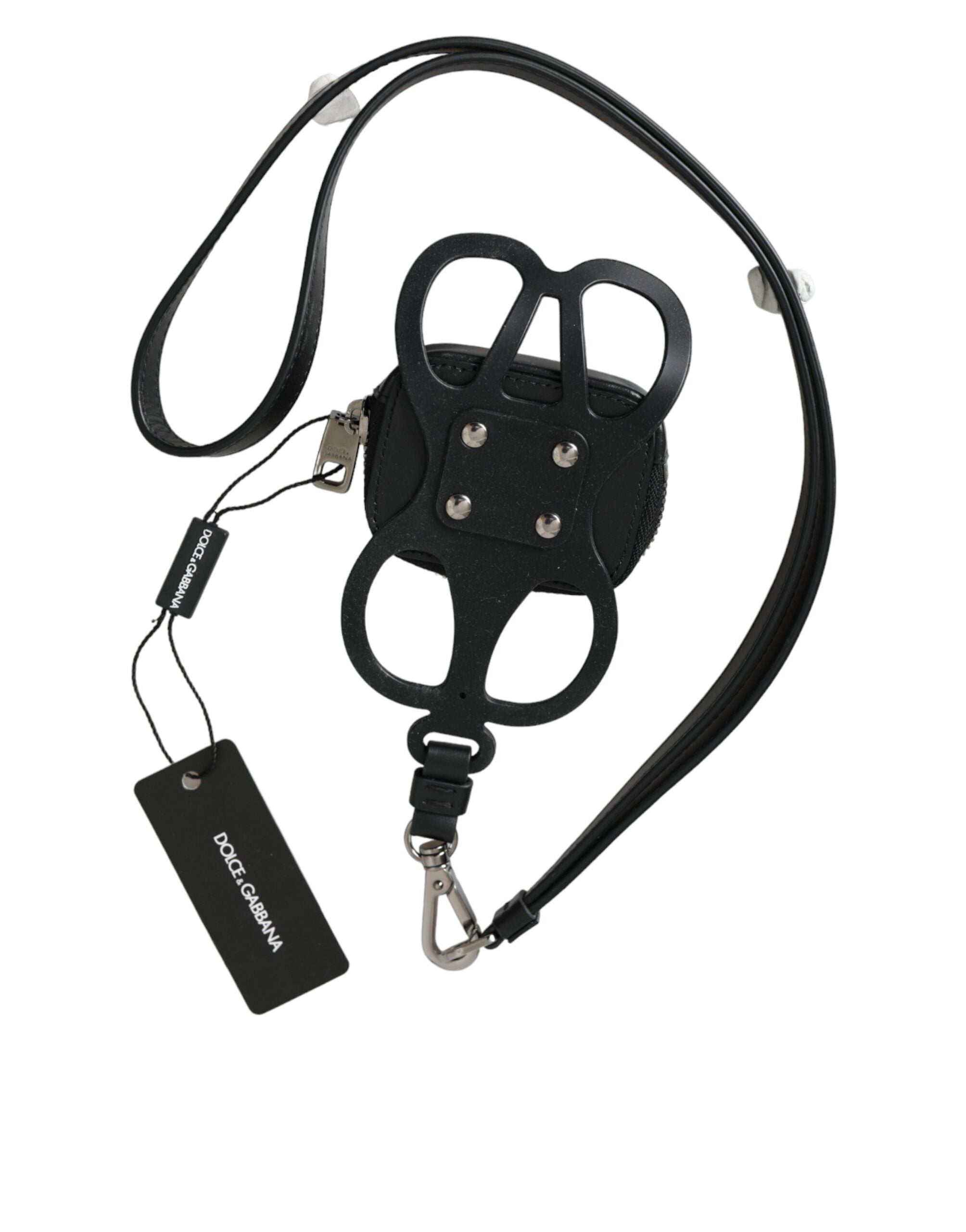 Dolce &amp; Gabbana sort kalveskind læder DG logo møntpung Lanyard-pung