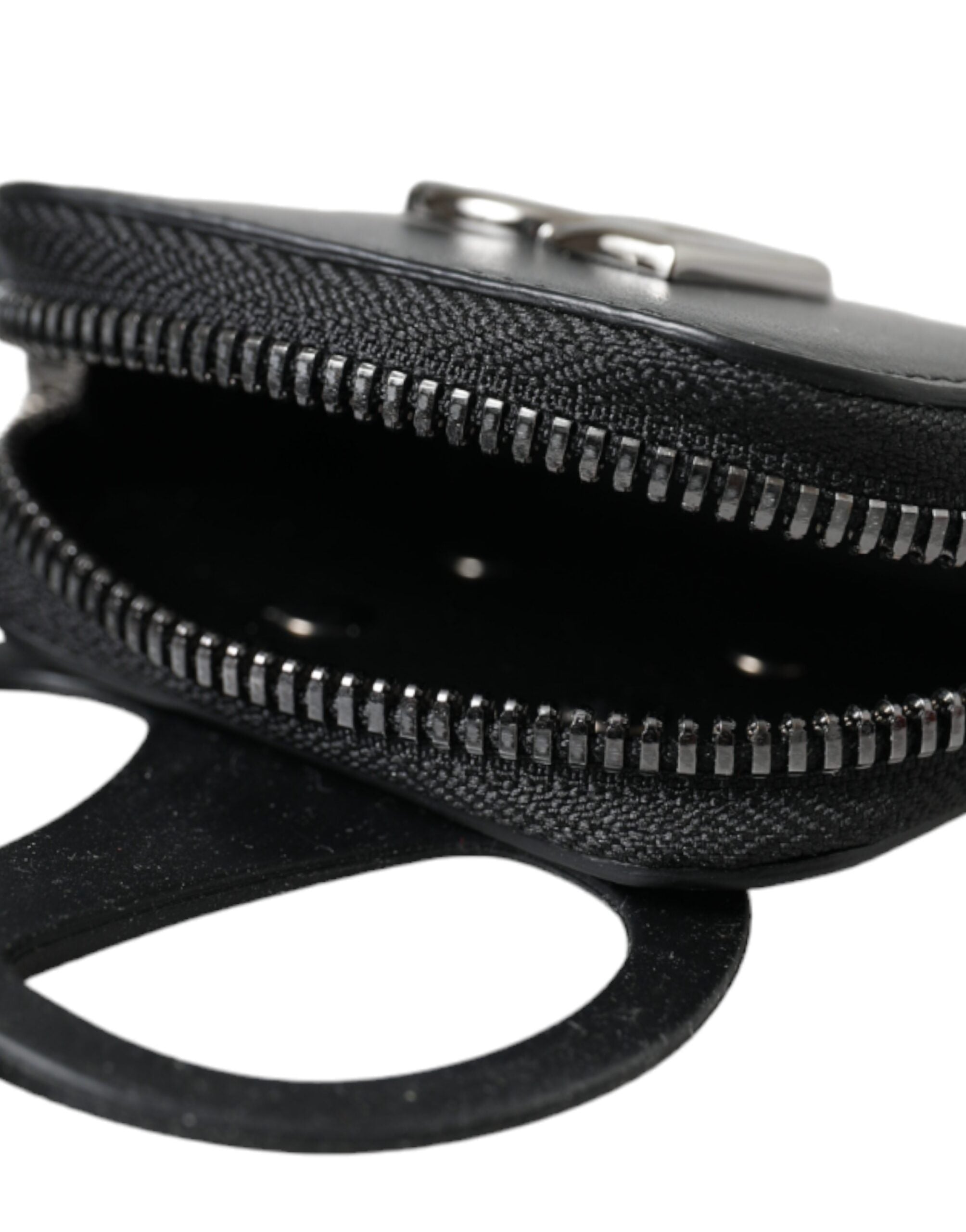 Dolce &amp; Gabbana sort kalveskind læder DG logo møntpung Lanyard-pung