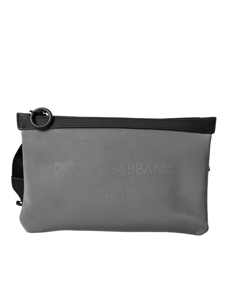 Dolce & Gabbana Gray Neoprene Logo Zip Waist Fanny Pack Belt Pouch Bag - Hilstor