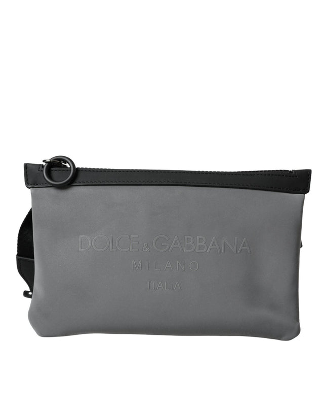 Dolce & Gabbana Gray Neoprene Logo Zip Waist Fanny Pack Belt Pouch Bag - Hilstor