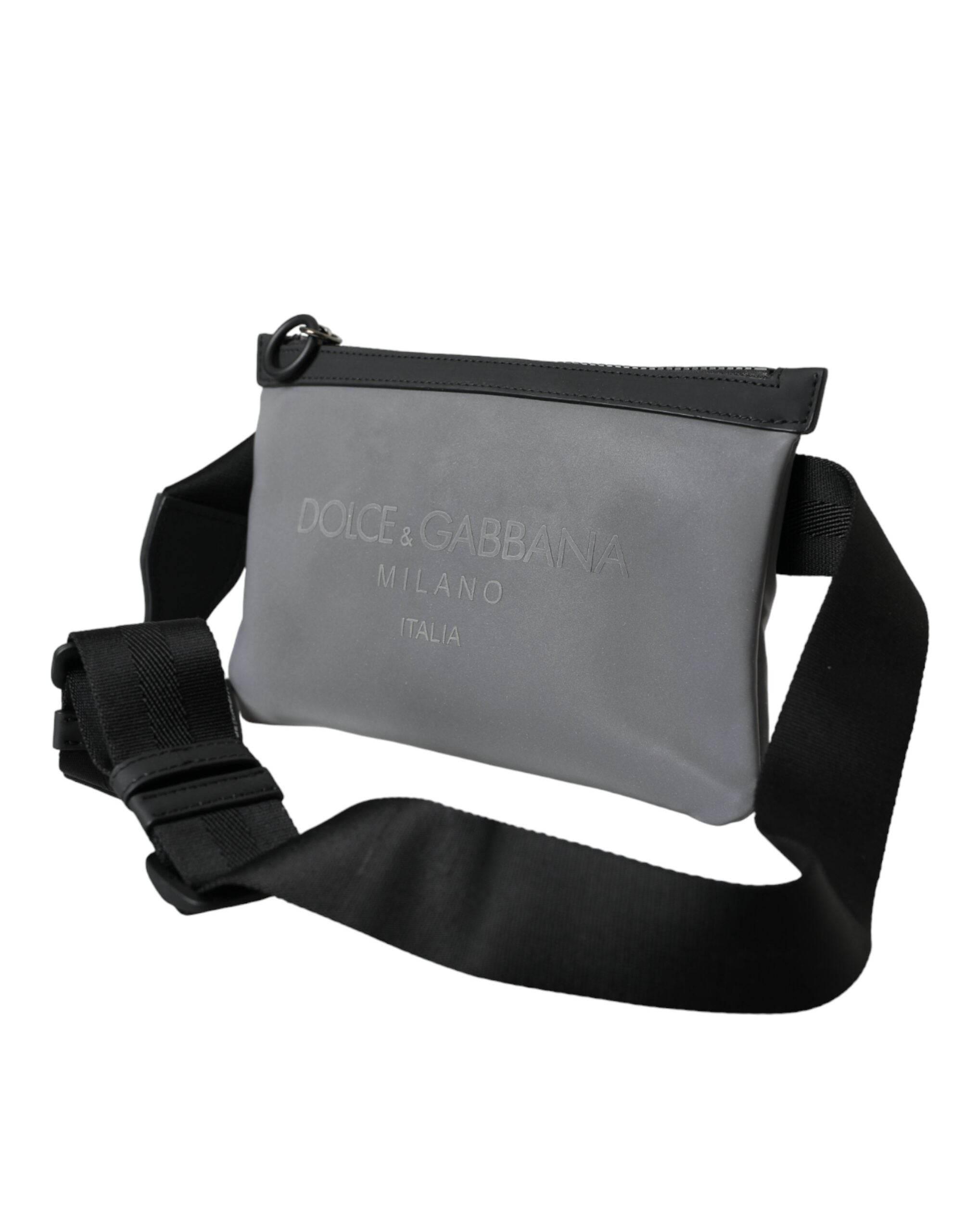 Dolce & Gabbana Gray Neoprene Logo Zip Waist Fanny Pack Belt Pouch Bag - Hilstor