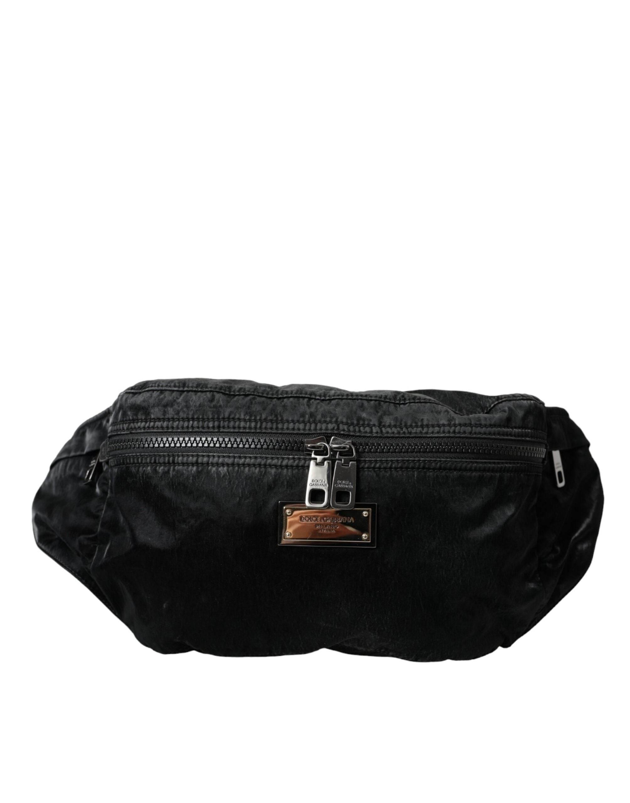 Dolce & Gabbana Black Nylon Logo Plaque Belt Waist Fanny Pack Bag - Hilstor