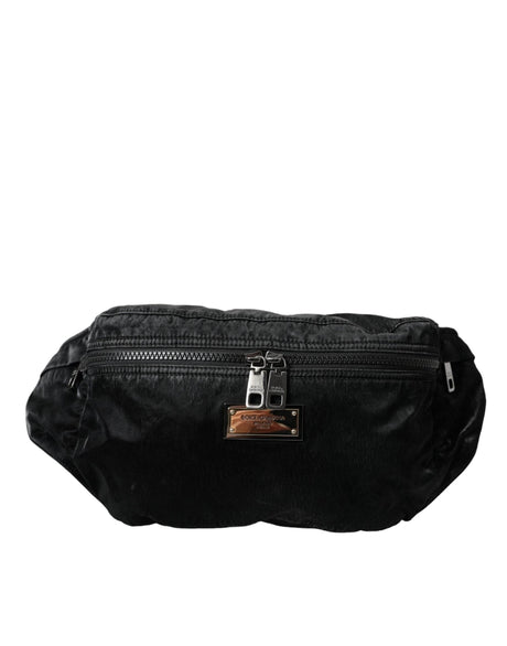 Dolce & Gabbana Black Nylon Logo Plaque Belt Waist Fanny Pack Bag - Hilstor
