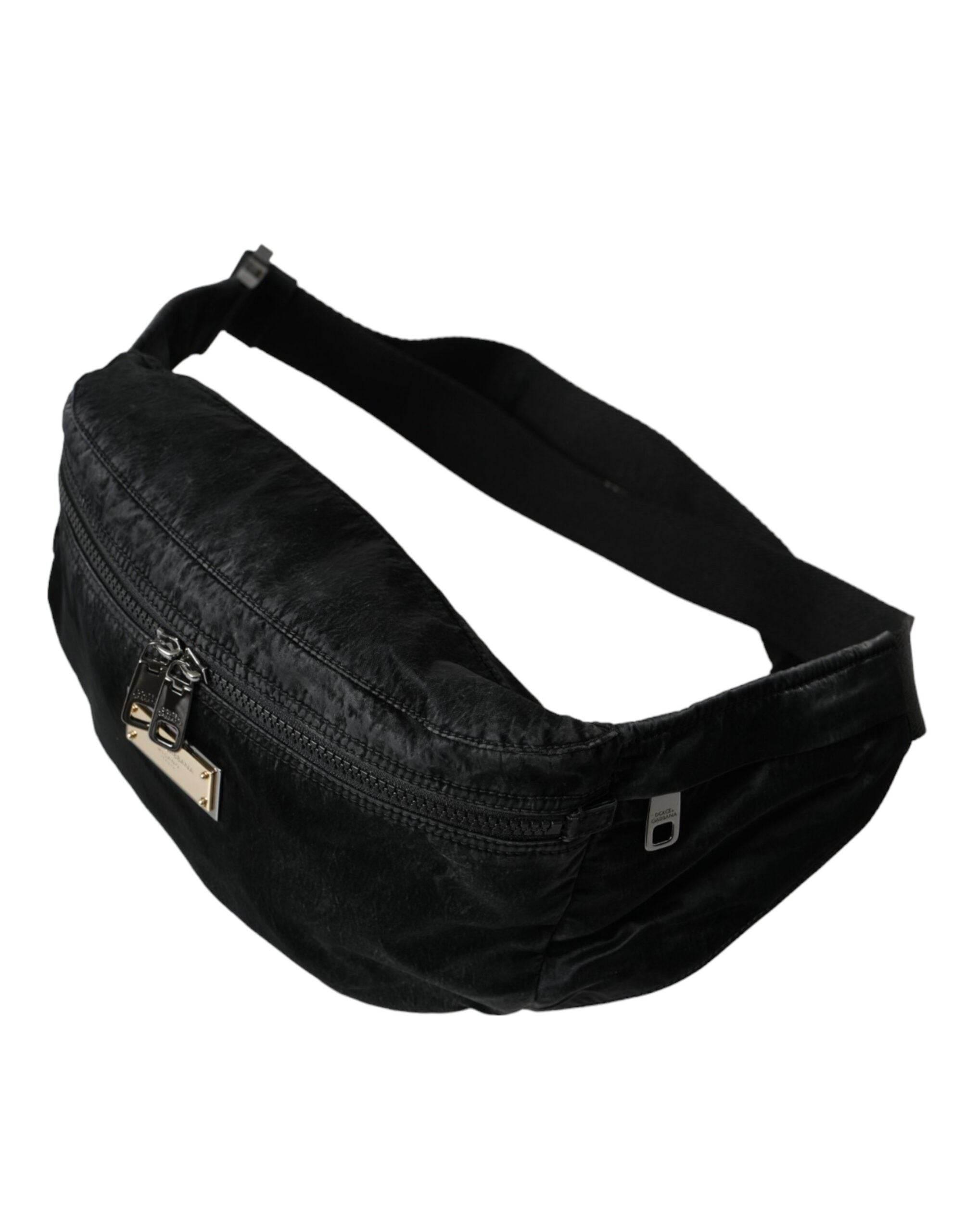 Dolce & Gabbana Black Nylon Logo Plaque Belt Waist Fanny Pack Bag - Hilstor