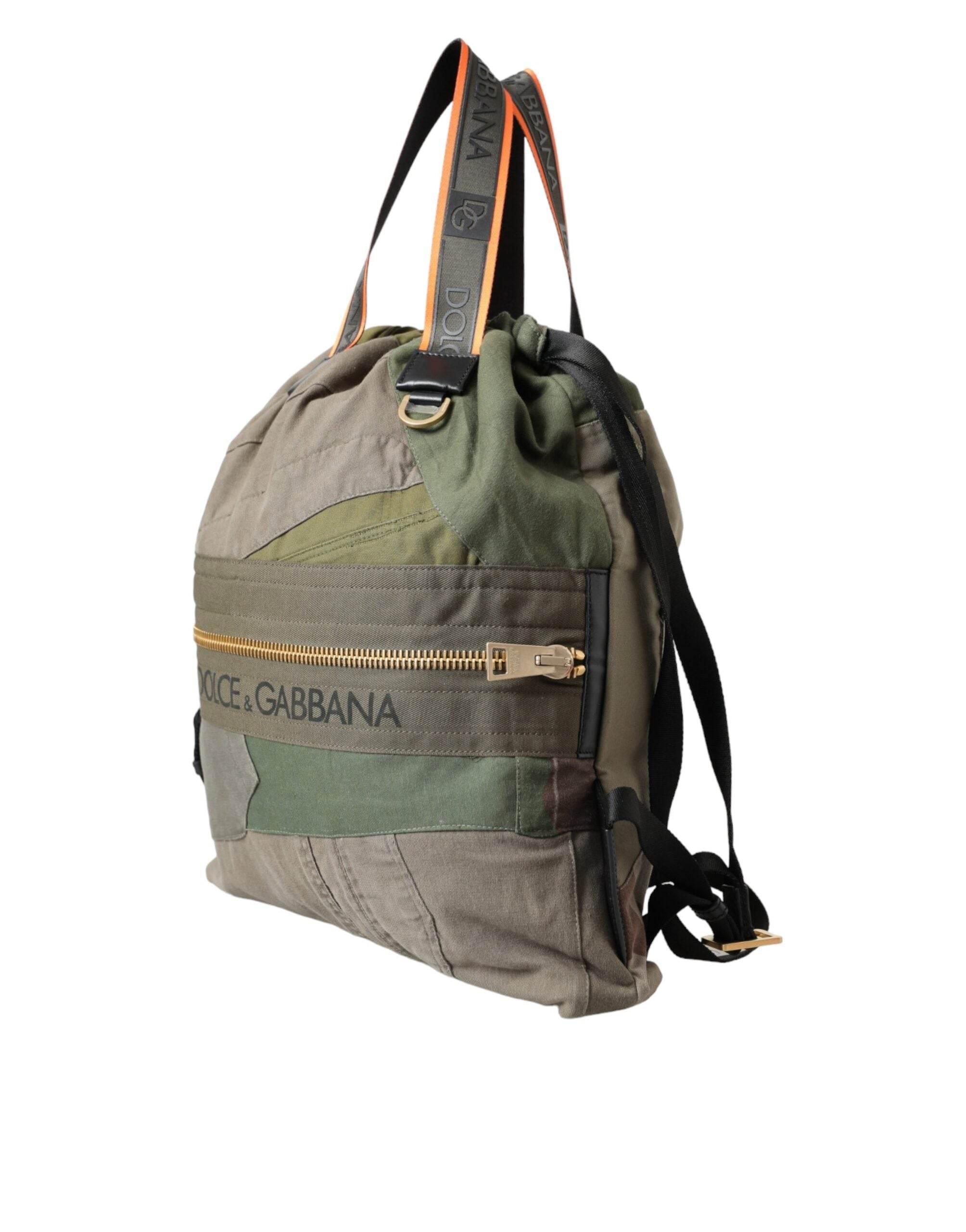 Dolce & Gabbana Military Green Patchwork Rucksack Backpack Bag - Hilstor