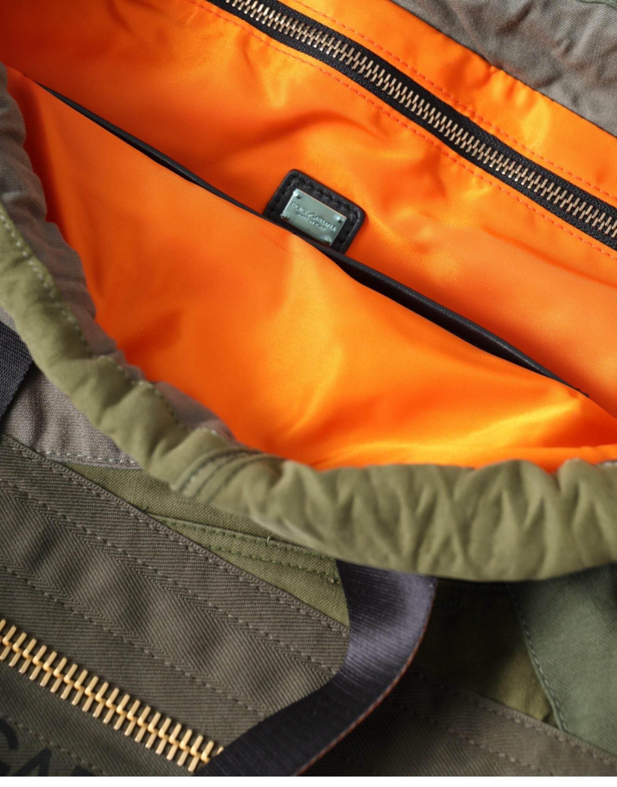 Dolce & Gabbana Military Green Patchwork Rucksack Backpack Bag - Hilstor