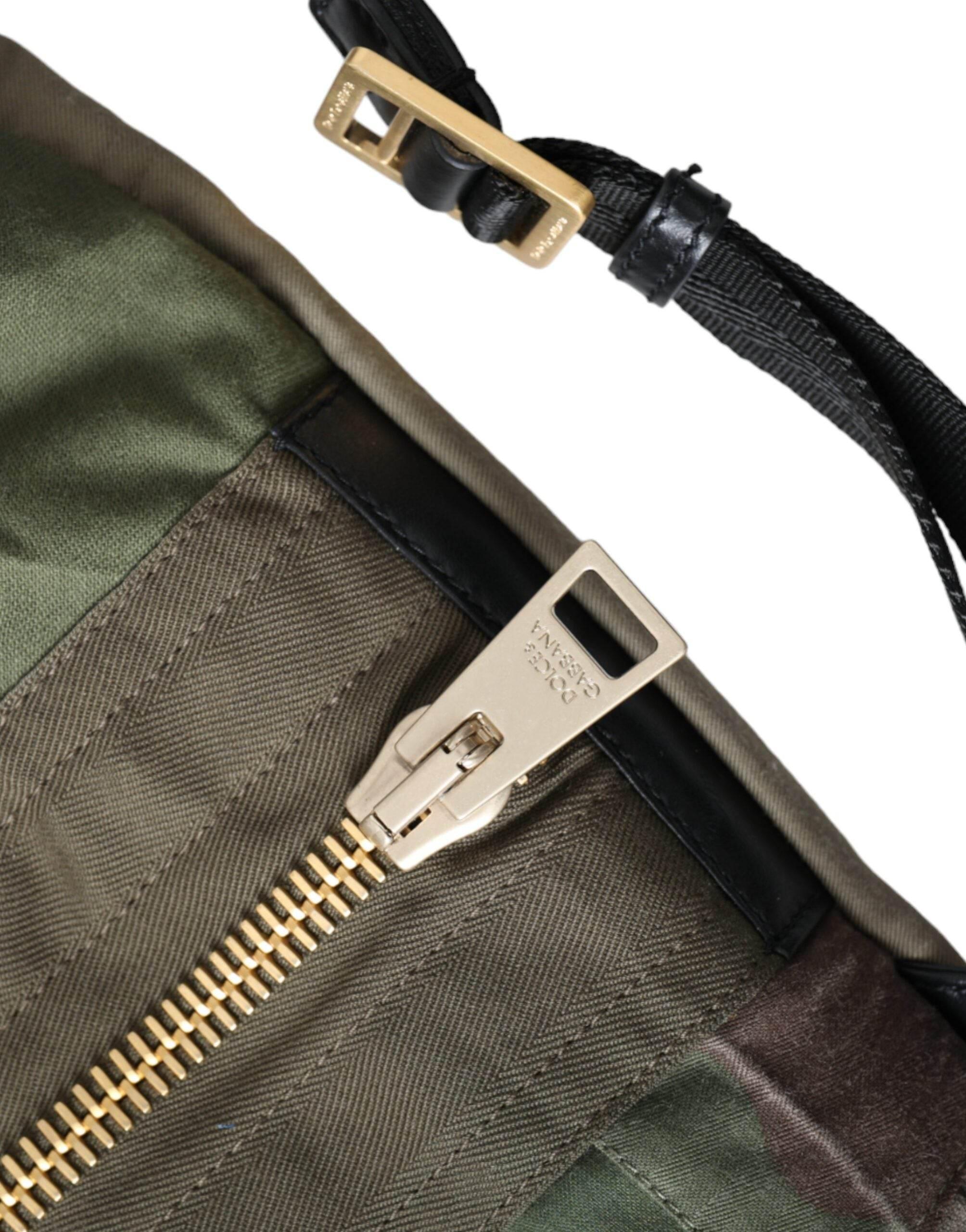 Dolce & Gabbana Military Green Patchwork Rucksack Backpack Bag - Hilstor