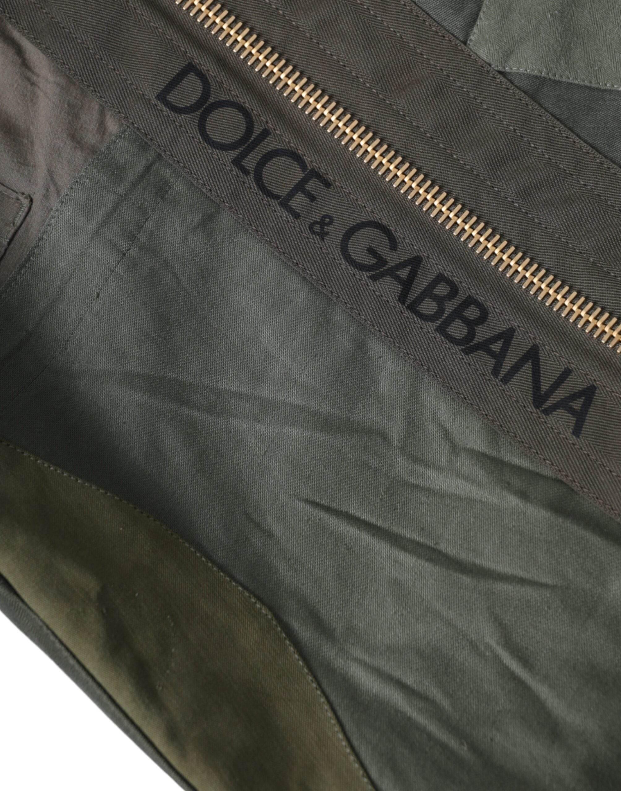 Dolce & Gabbana Military Green Patchwork Rucksack Backpack Bag - Hilstor