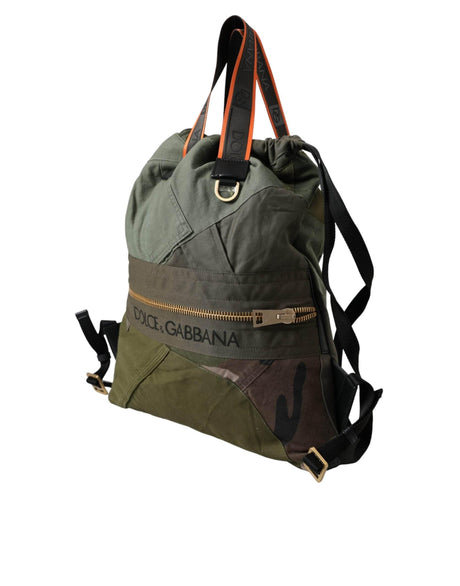 Dolce & Gabbana Military Green Patchwork Rucksack Backpack Bag - Hilstor