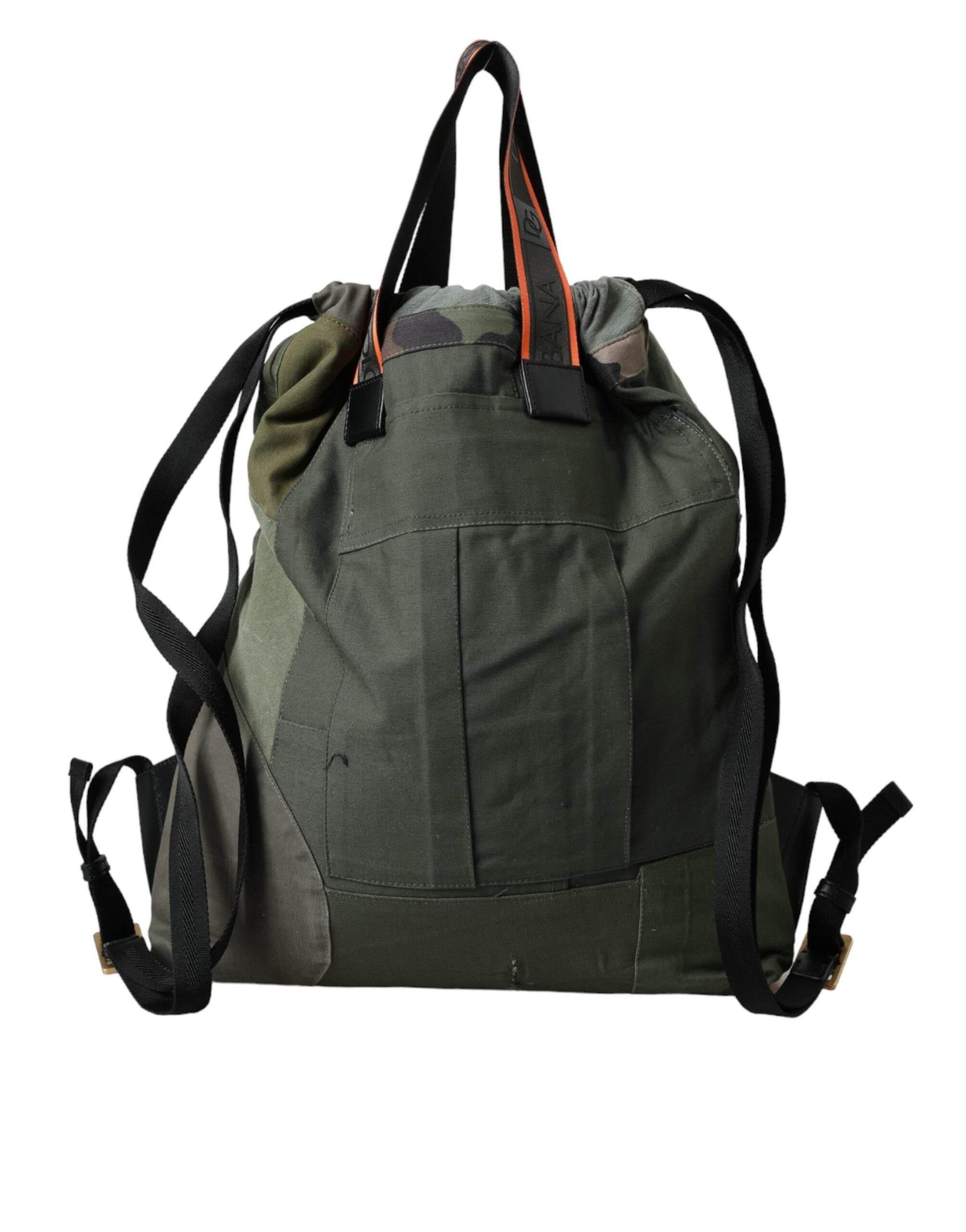 Dolce & Gabbana Military Green Patchwork Rucksack Backpack Bag - Hilstor