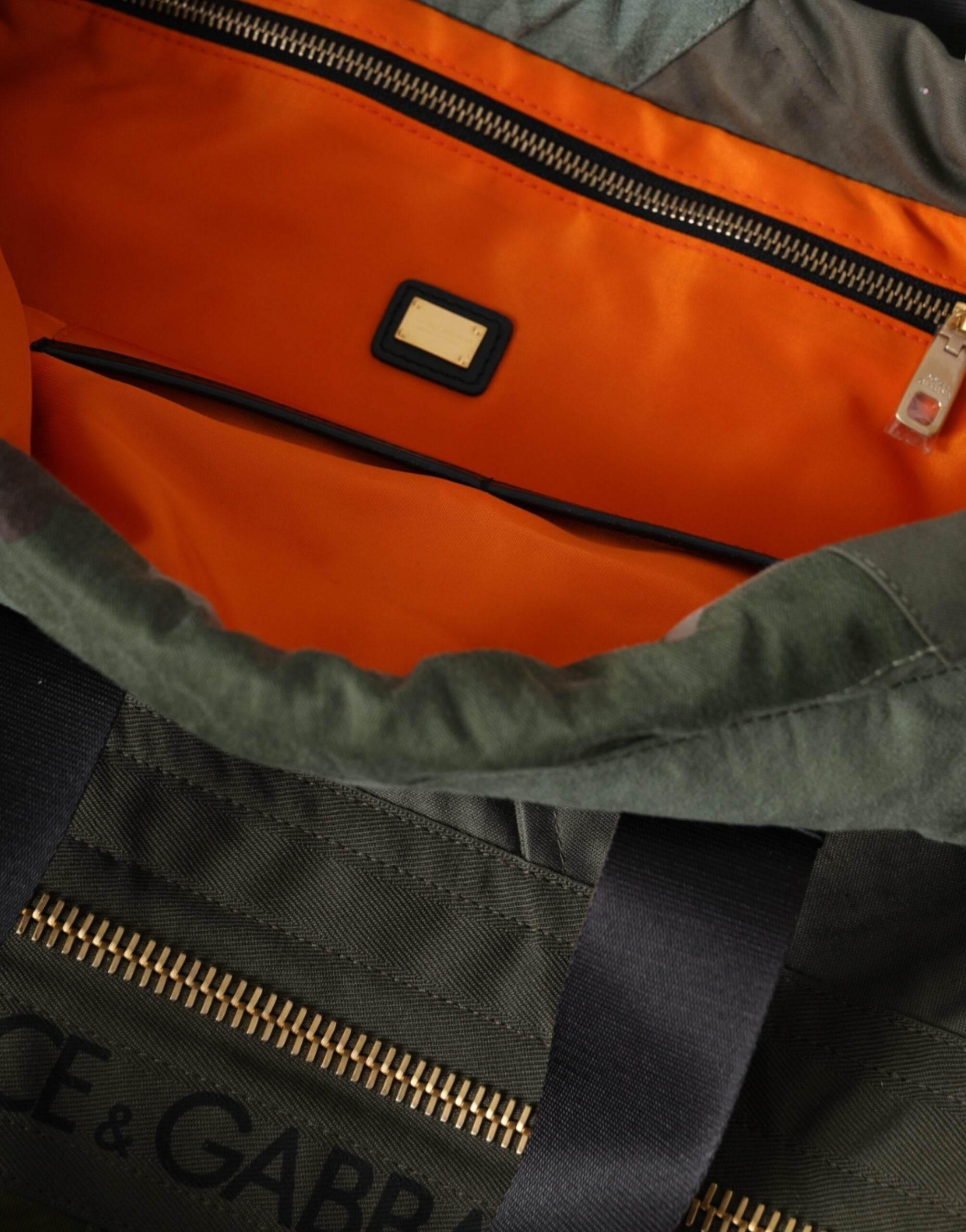 Dolce & Gabbana Military Green Patchwork Rucksack Backpack Bag - Hilstor