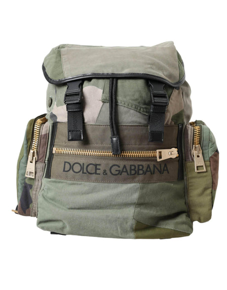 Dolce & Gabbana Military Green Patchwork Rucksack Backpack Bag - Hilstor