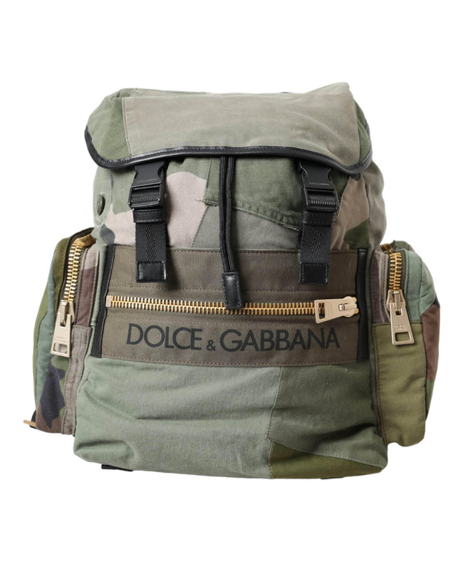 Dolce & Gabbana Military Green Patchwork Rucksack Backpack Bag - Hilstor