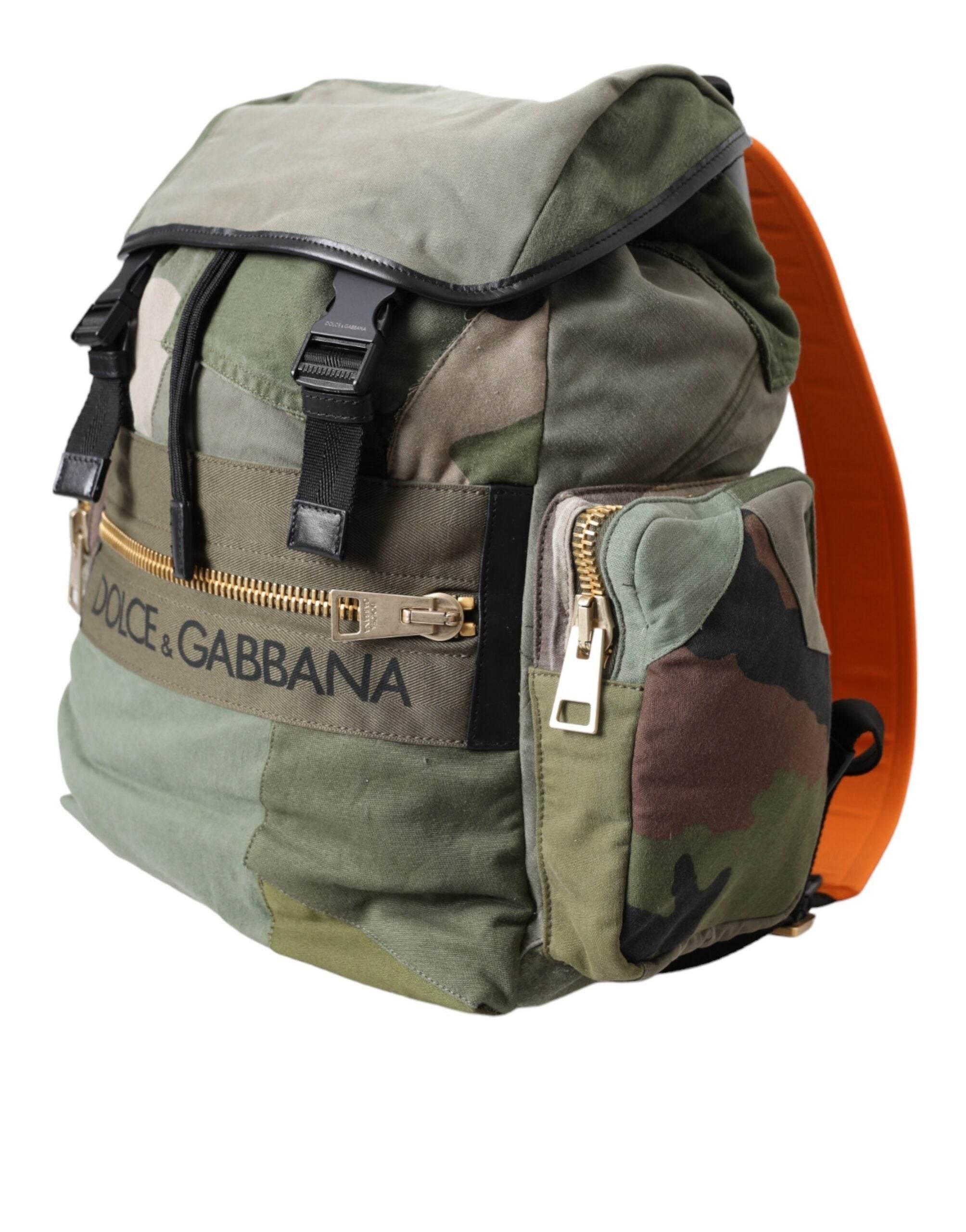 Dolce & Gabbana Military Green Patchwork Rucksack Backpack Bag - Hilstor