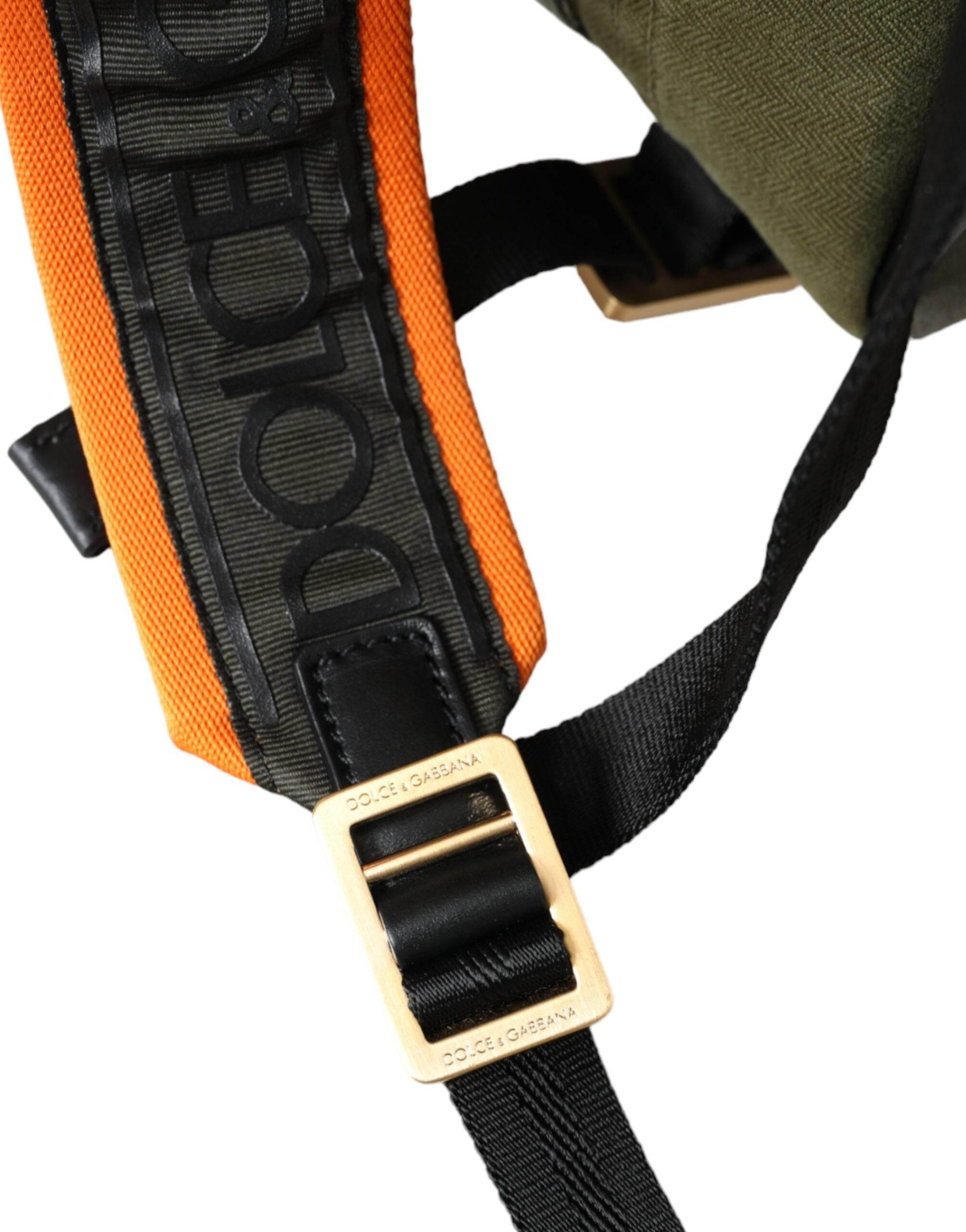 Dolce & Gabbana Military Green Patchwork Rucksack Backpack Bag - Hilstor