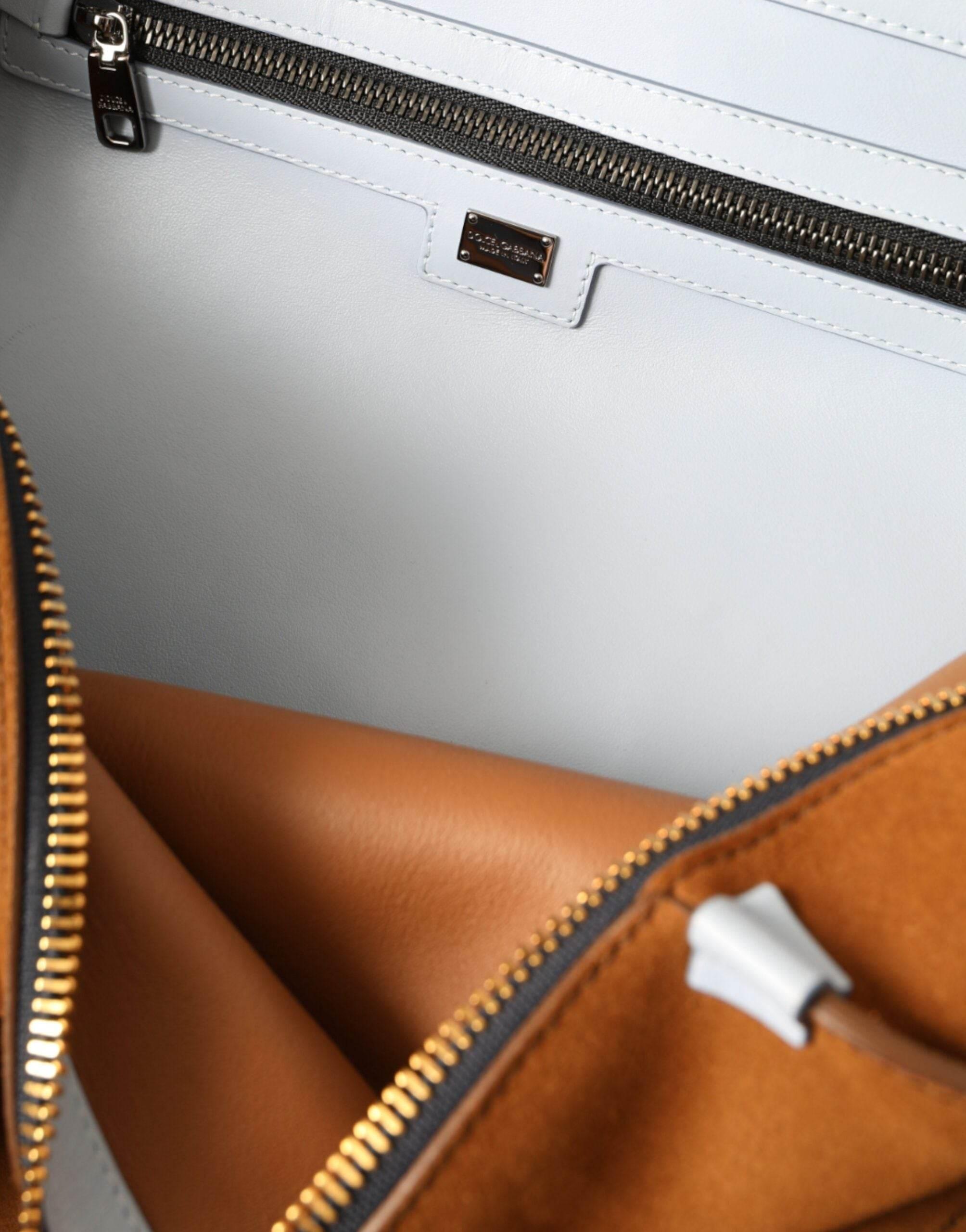 Dolce & Gabbana Brown Yellow Suede Leather Logo Backpack Bag - Hilstor