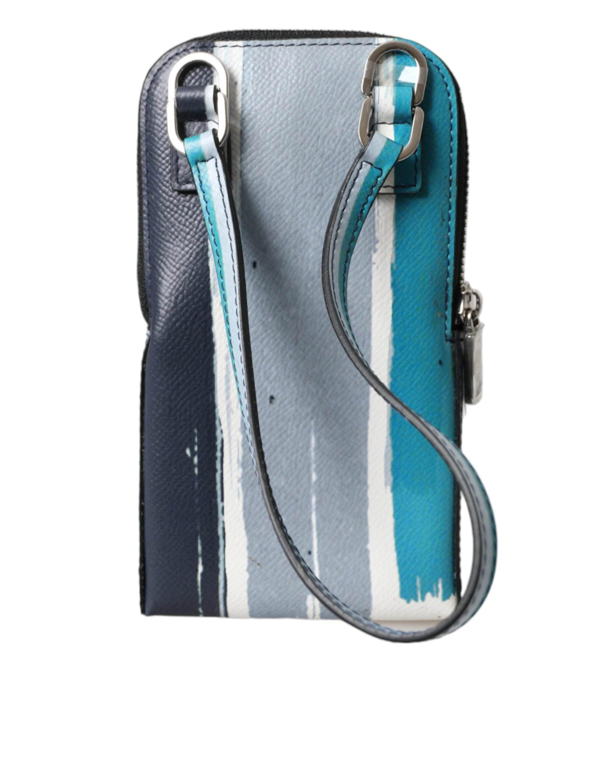 Dolce & Gabbana Multicolor Leather DG Logo Silver Zip Card Holder Wallet - Hilstor
