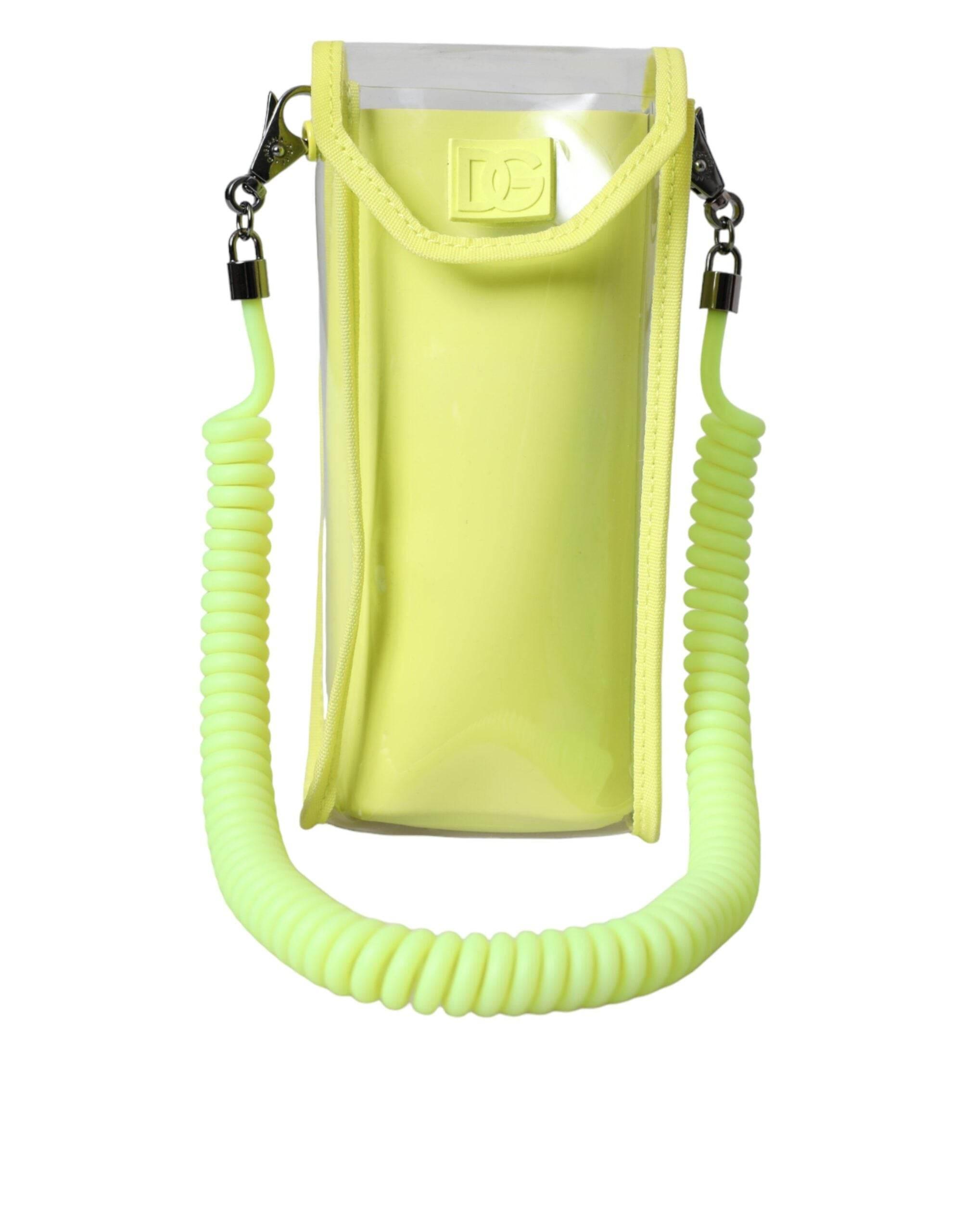 Dolce & Gabbana Yellow Green Plastic DG Logo Neck Strap Cardholder Wallet - Hilstor