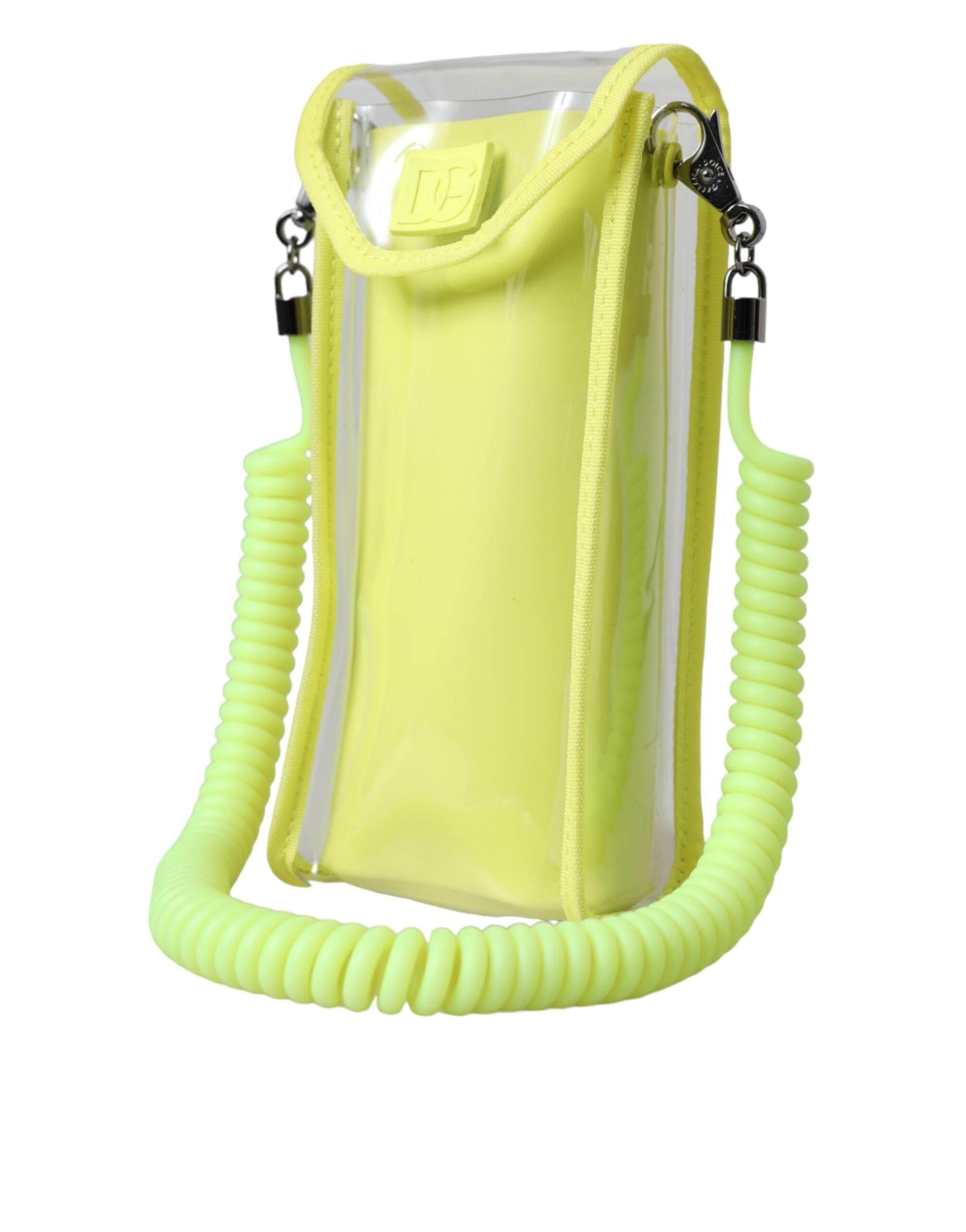 Dolce & Gabbana Yellow Green Plastic DG Logo Neck Strap Cardholder Wallet - Hilstor