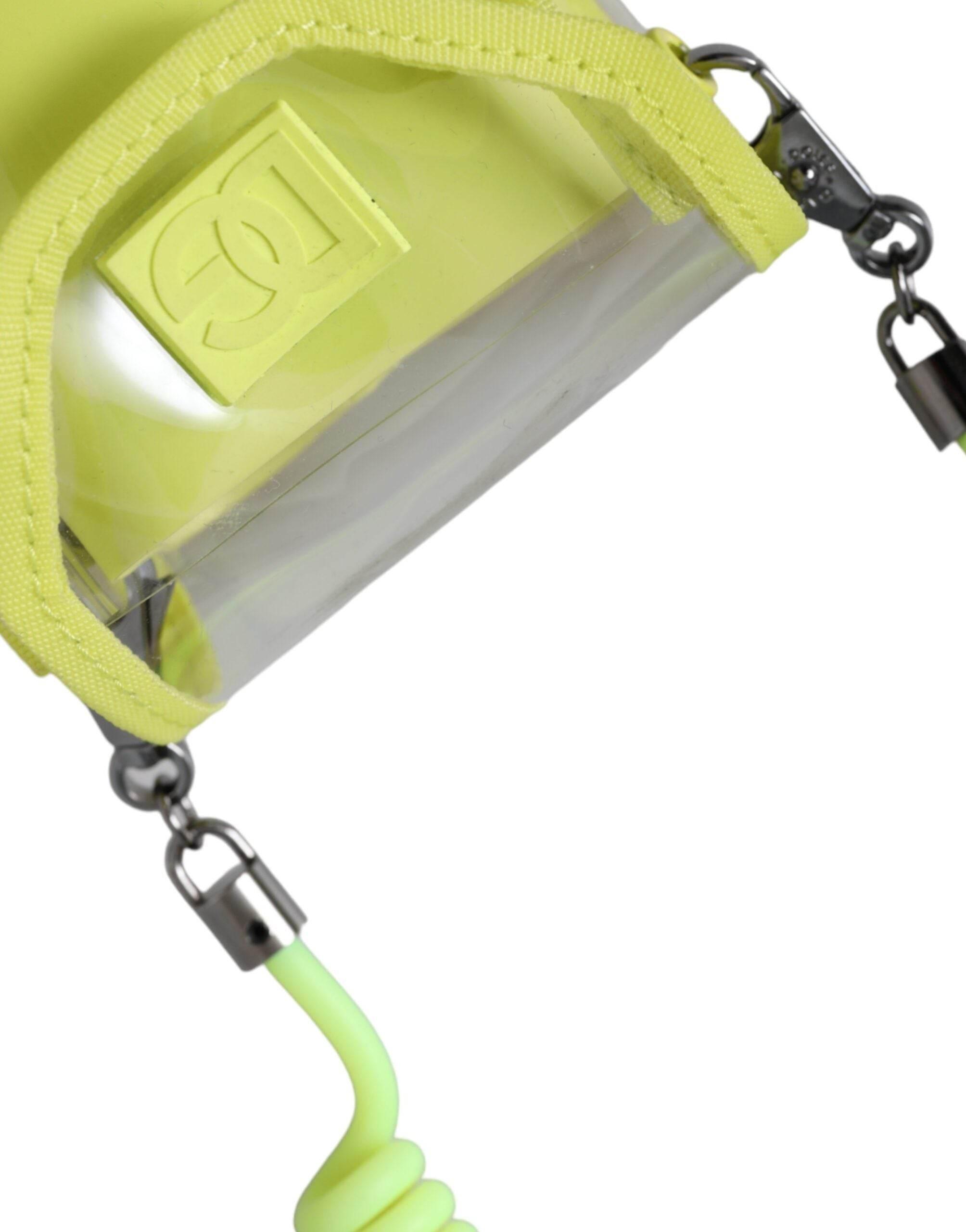 Dolce & Gabbana Yellow Green Plastic DG Logo Neck Strap Cardholder Wallet - Hilstor