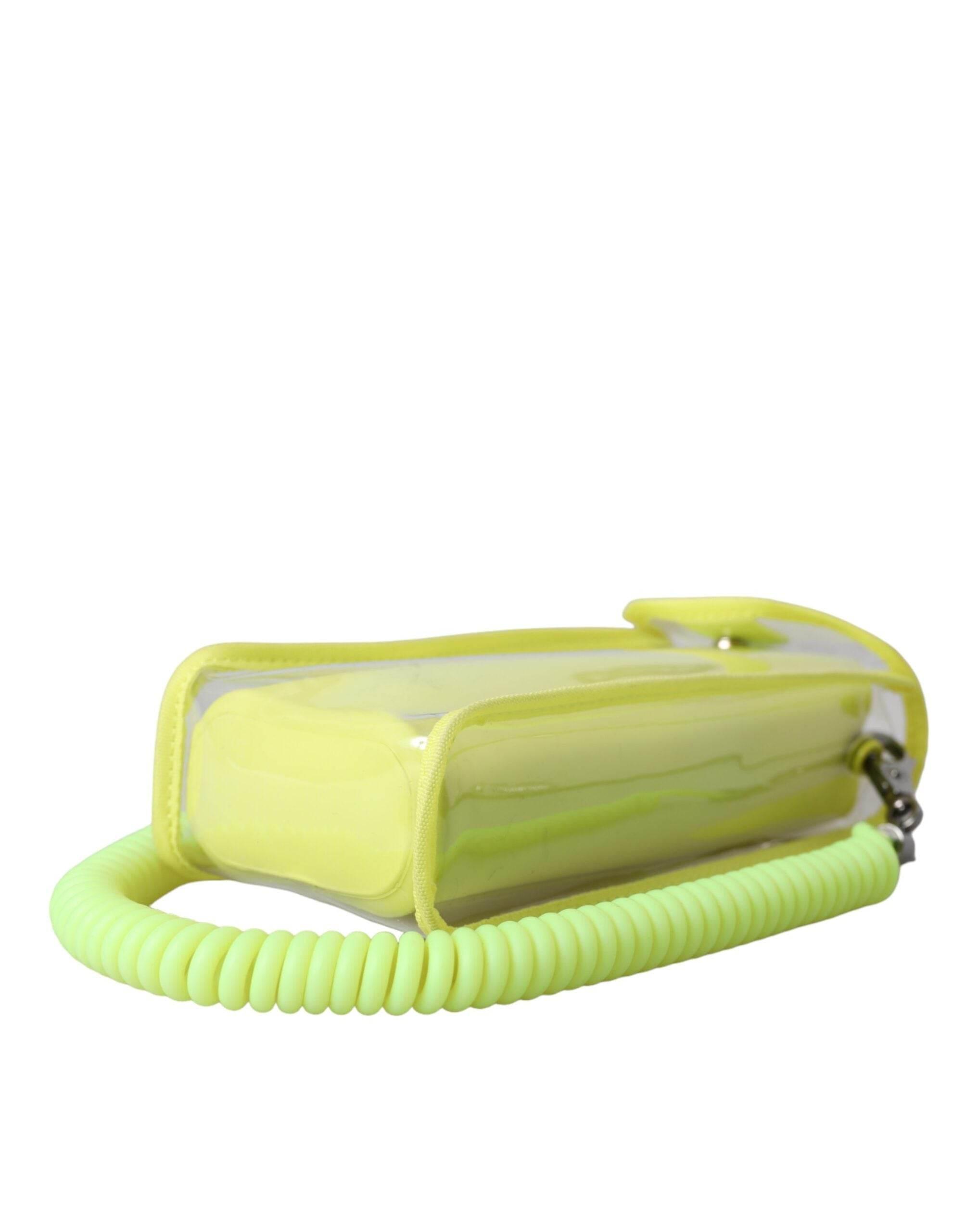 Dolce & Gabbana Yellow Green Plastic DG Logo Neck Strap Cardholder Wallet - Hilstor