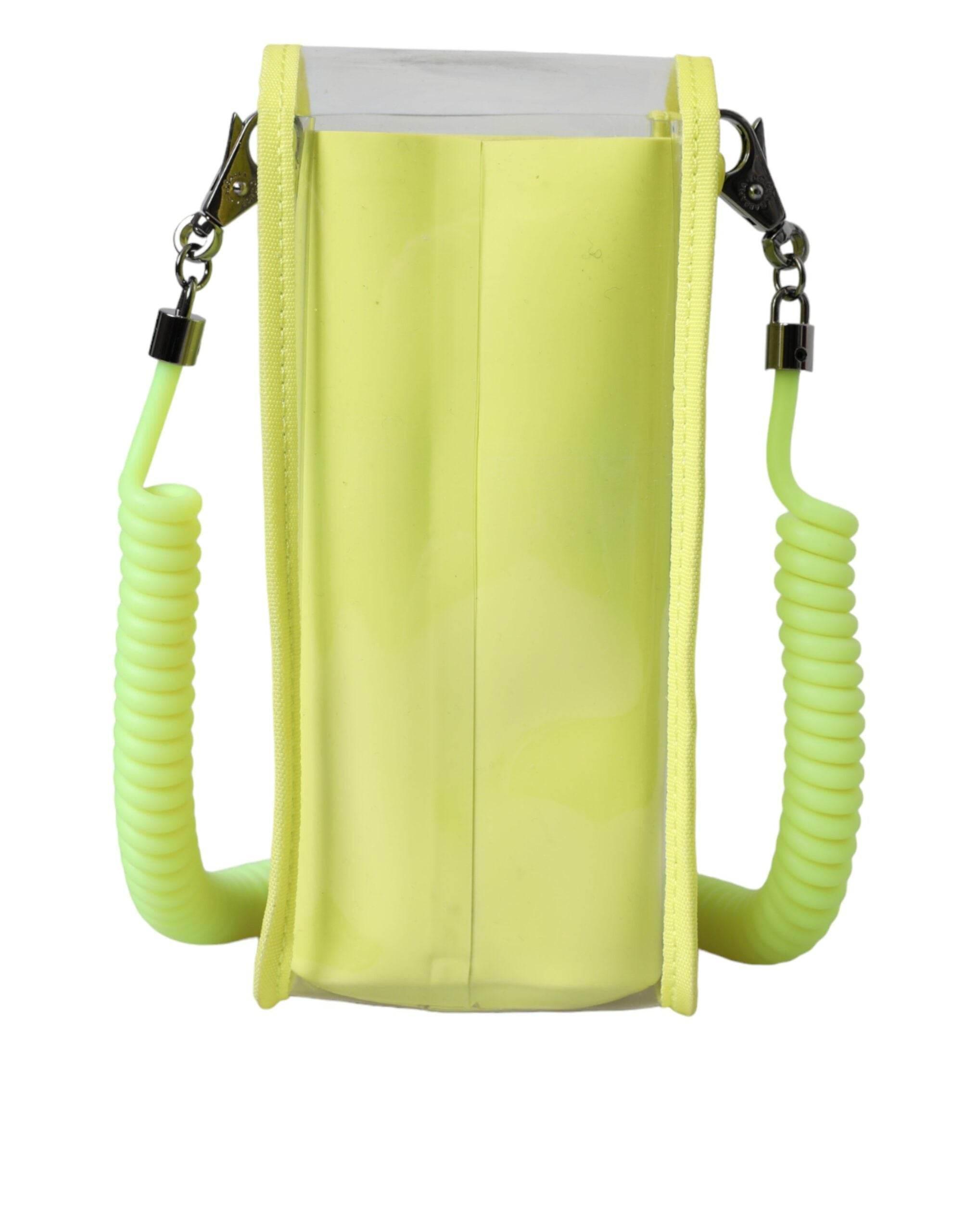 Dolce & Gabbana Yellow Green Plastic DG Logo Neck Strap Cardholder Wallet - Hilstor