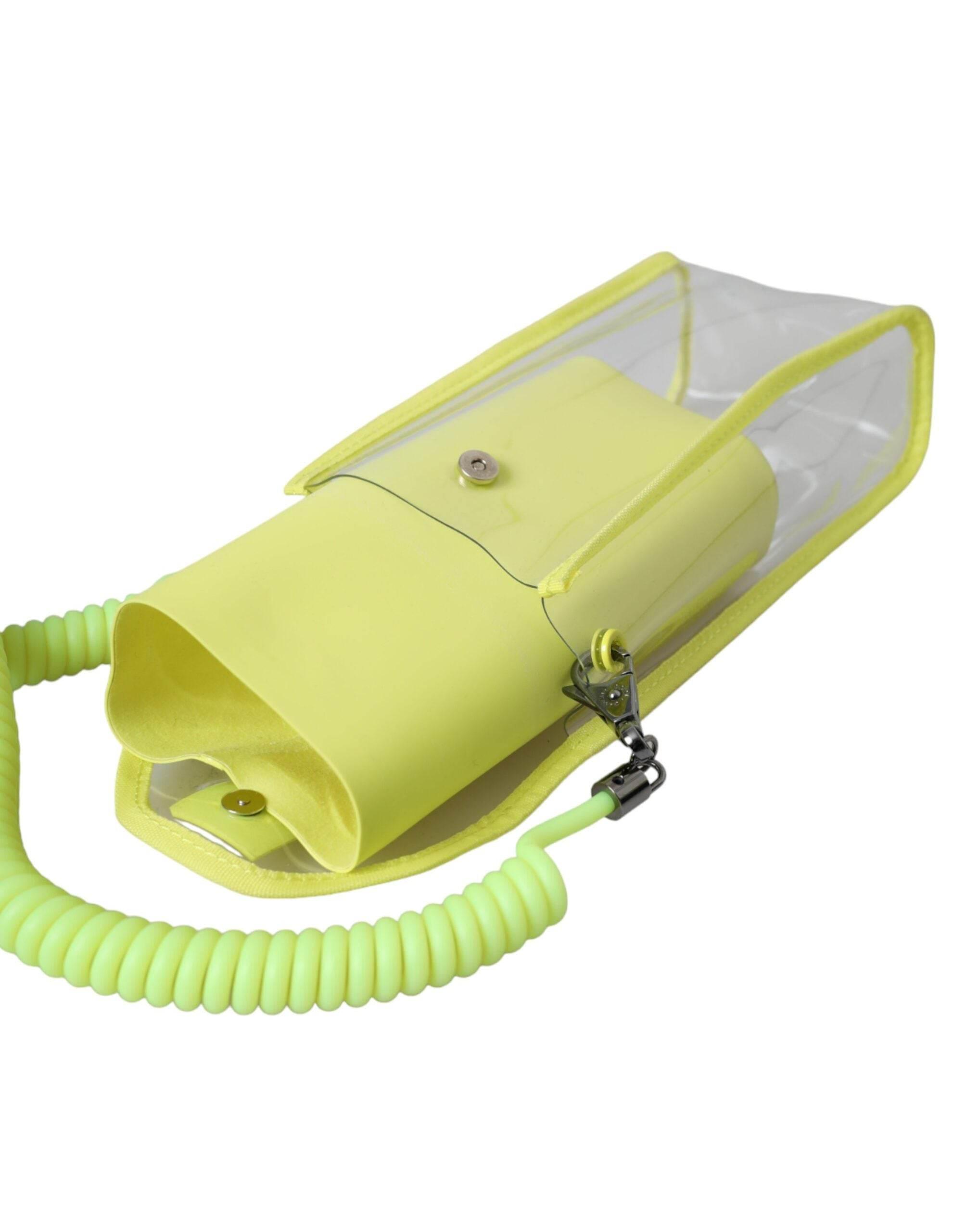 Dolce & Gabbana Yellow Green Plastic DG Logo Neck Strap Cardholder Wallet - Hilstor