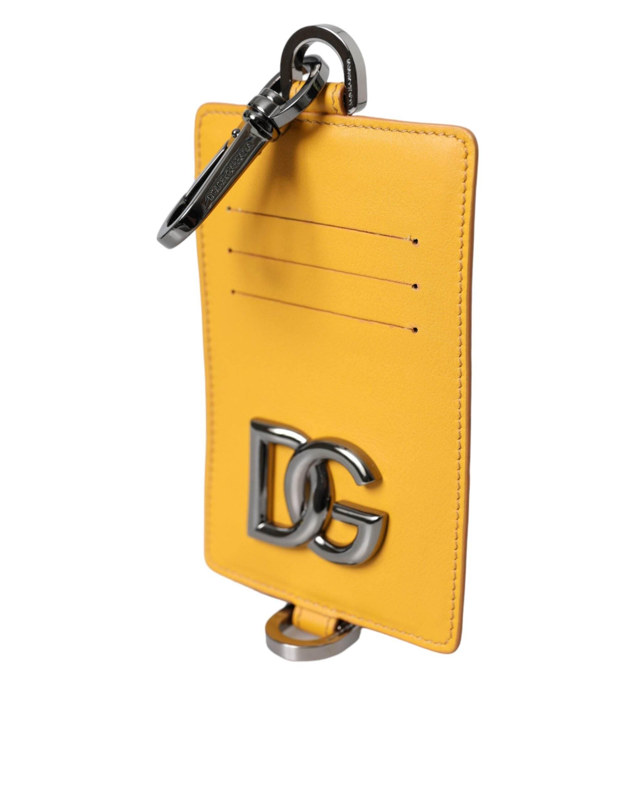 Dolce & Gabbana Orange Calf Leather Credit Card Holder Clip On Wallet - Hilstor