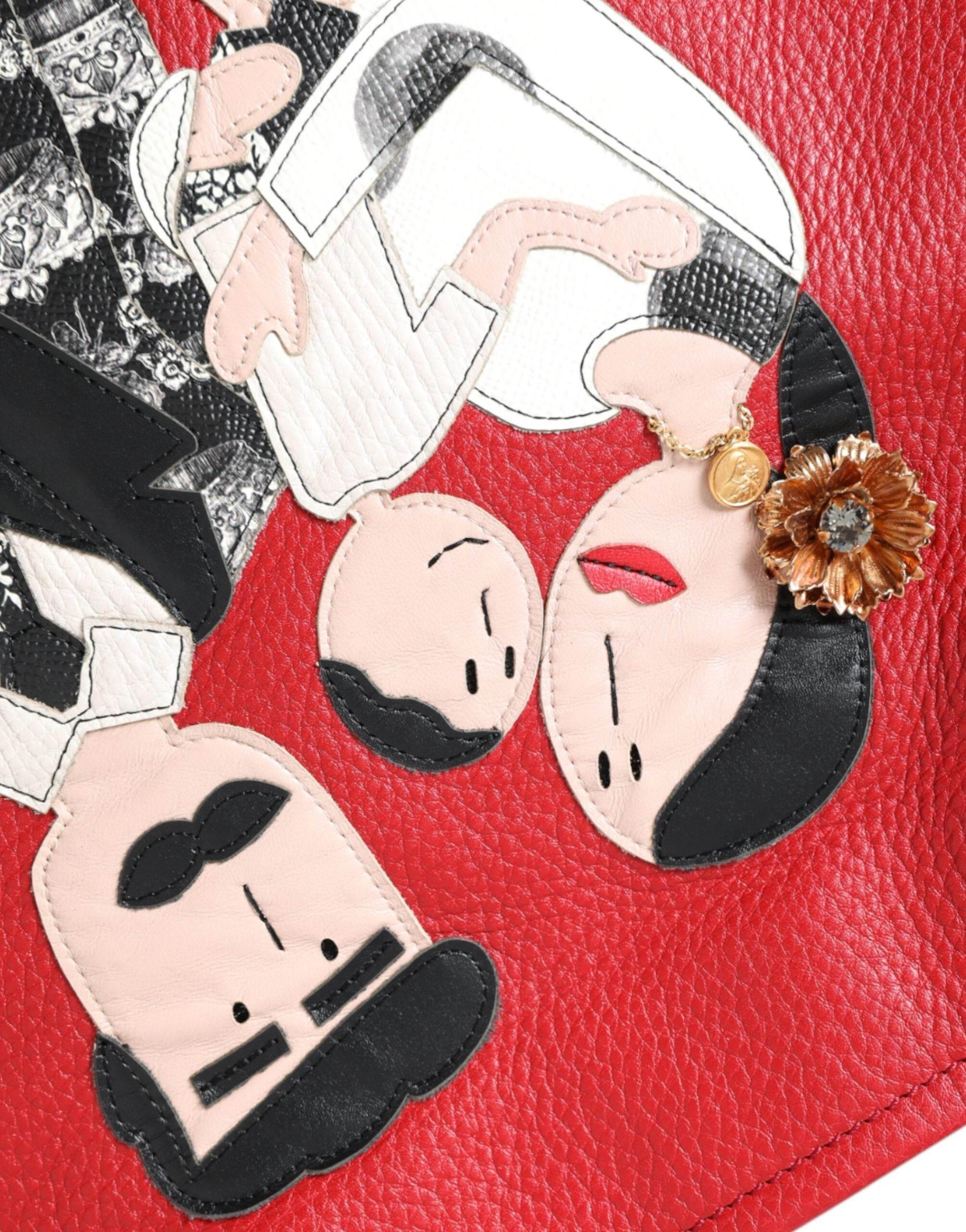 Dolce & Gabbana Red Leather #DGFamily Patch Shopping Tote Bag - Hilstor